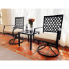 MEOOEM Patio Dining Set  Bistro Set Outdoor Furniture Square Bistro Metal Table Side Table and Swivel Dining Chairs with Cushion