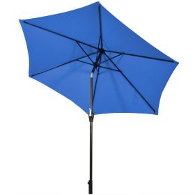 9 FT Outdoor Market Patio Table Umbrella Push Button Tilt Crank Lift (Color: Blue)