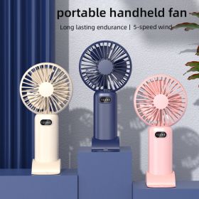 USB Handheld Mini Fan Portable Fans 5 Speed USB Rechargeable Fan Mini Silent Five Speed Adjustable Outdoor Travel Small Fan (Color: Pink)