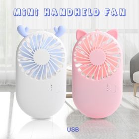 Summer 1pc Cute Portable Mini Fan Handheld USB Chargeable Desktop Fans 3 Mode Adjustable Summer Cooler For Outdoor Travel Office (Color: White)