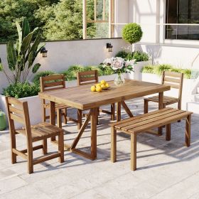 U_Style High-quality Acacia Wood Outdoor Table and Chair Set, Suitable for Patio, Balcony, Backyard (Color: as Pic)