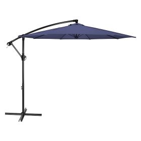 10 ft. Steel Cantilever Offset Outdoor Patio Umbrella with Crank Lift (Color: Blue)