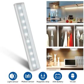 Wireless Motion Sensor Under Cabinet Closet LED Light Kitchen Counter Night Lamp (Option: White-3Pcs)