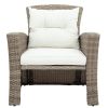 Patio Furniture Set, 4 Piece Outdoor Conversation Set All Weather Wicker Sectional Sofa with Ottoman and Cushions