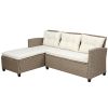 Outdoor, Patio Furniture Sets, 4 Piece Conversation Set Wicker Ratten Sectional Sofa with Seat Cushions(Beige Brown)