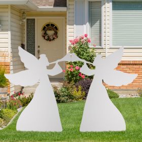 2pcs 36in PVC Angel Garden Angel Decoration White (Color: White)