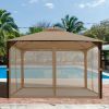 12 x 10 Feet Outdoor Double Top Patio Gazebo with Netting