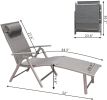 Aluminum Outdoor Folding Reclining Adjustable Chaise Lounge Chair with Cup Holder for Outdoor Patio Beach