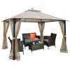 12 x 10 Feet Outdoor Double Top Patio Gazebo with Netting