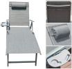 Aluminum Outdoor Folding Reclining Adjustable Chaise Lounge Chair with Cup Holder for Outdoor Patio Beach