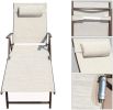 Aluminum Outdoor Folding Reclining Adjustable Chaise Lounge Chair with Cup Holder for Outdoor Patio Beach