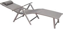 Aluminum Outdoor Folding Reclining Adjustable Chaise Lounge Chair with Cup Holder for Outdoor Patio Beach