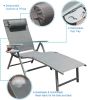 Aluminum Outdoor Folding Reclining Adjustable Chaise Lounge Chair with Cup Holder for Outdoor Patio Beach